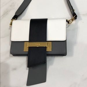 Prada tricolor leather shoulder bag.